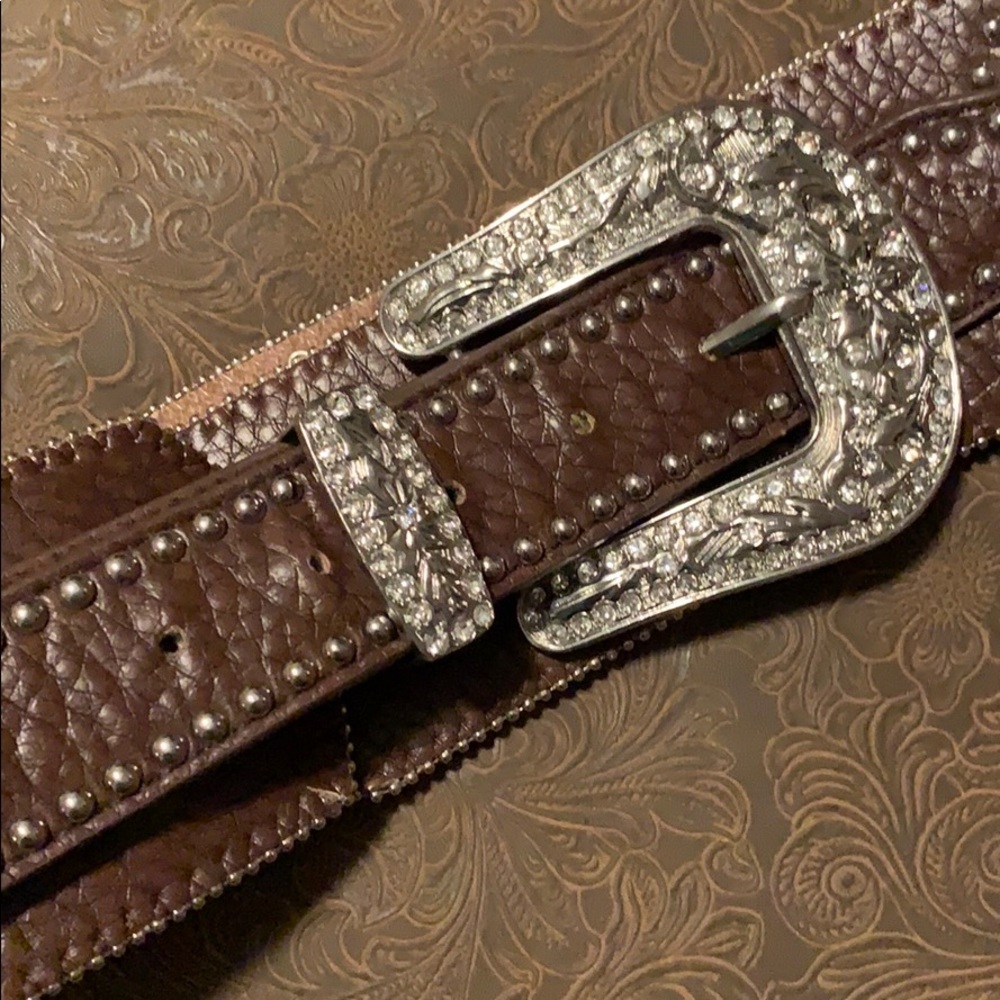 WB Atlas western brown bling wide hip belt